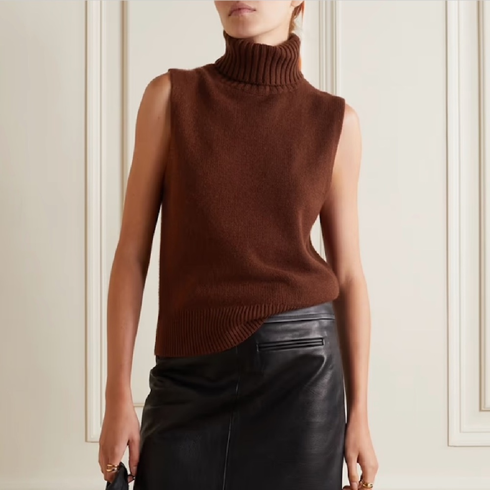 Nili Lotan Arthur Cashmere Turtleneck Vest Sleeveless NWT Luxury Knit